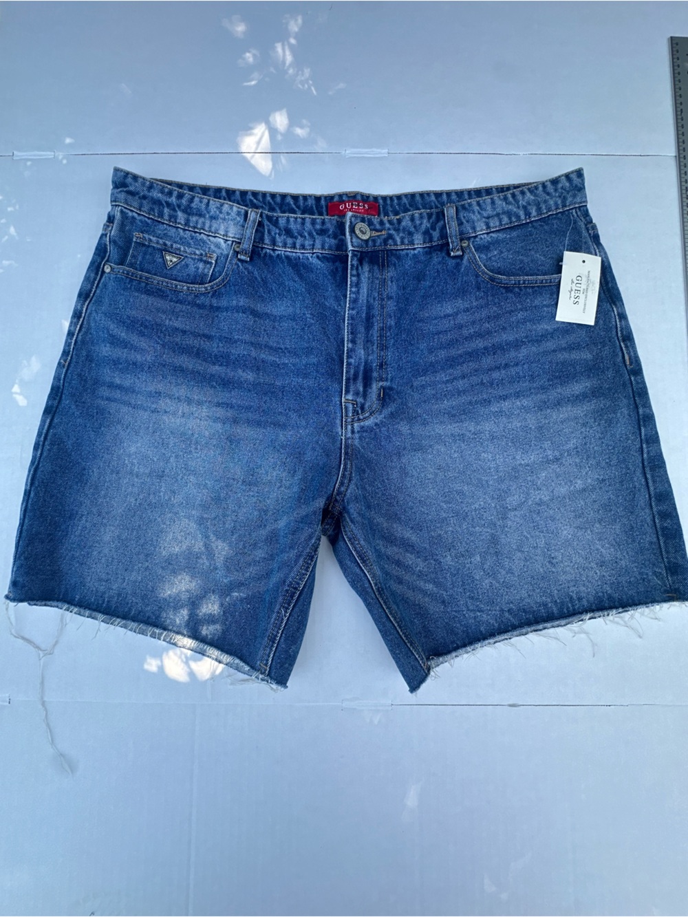 Guess Blue Denim Wide-Leg Cutoff Men's Shorts